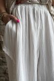 Rustic Nature Bubble Cotton Split Kick Pant White